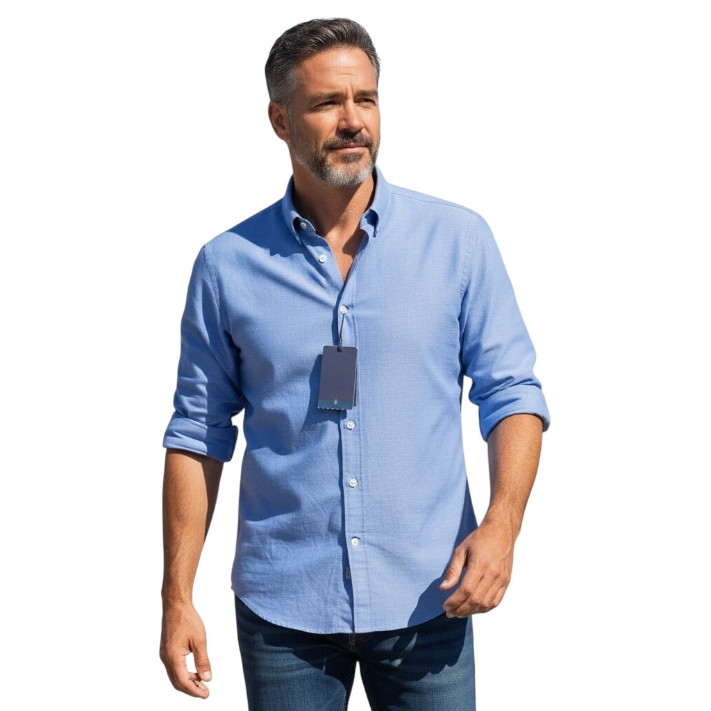 Sky Blue Solid Oxford Cotton Shirt