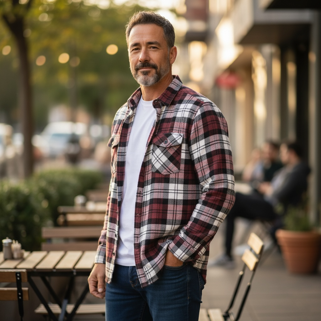 Double Pocket Check Terry Cotton Shirt 5