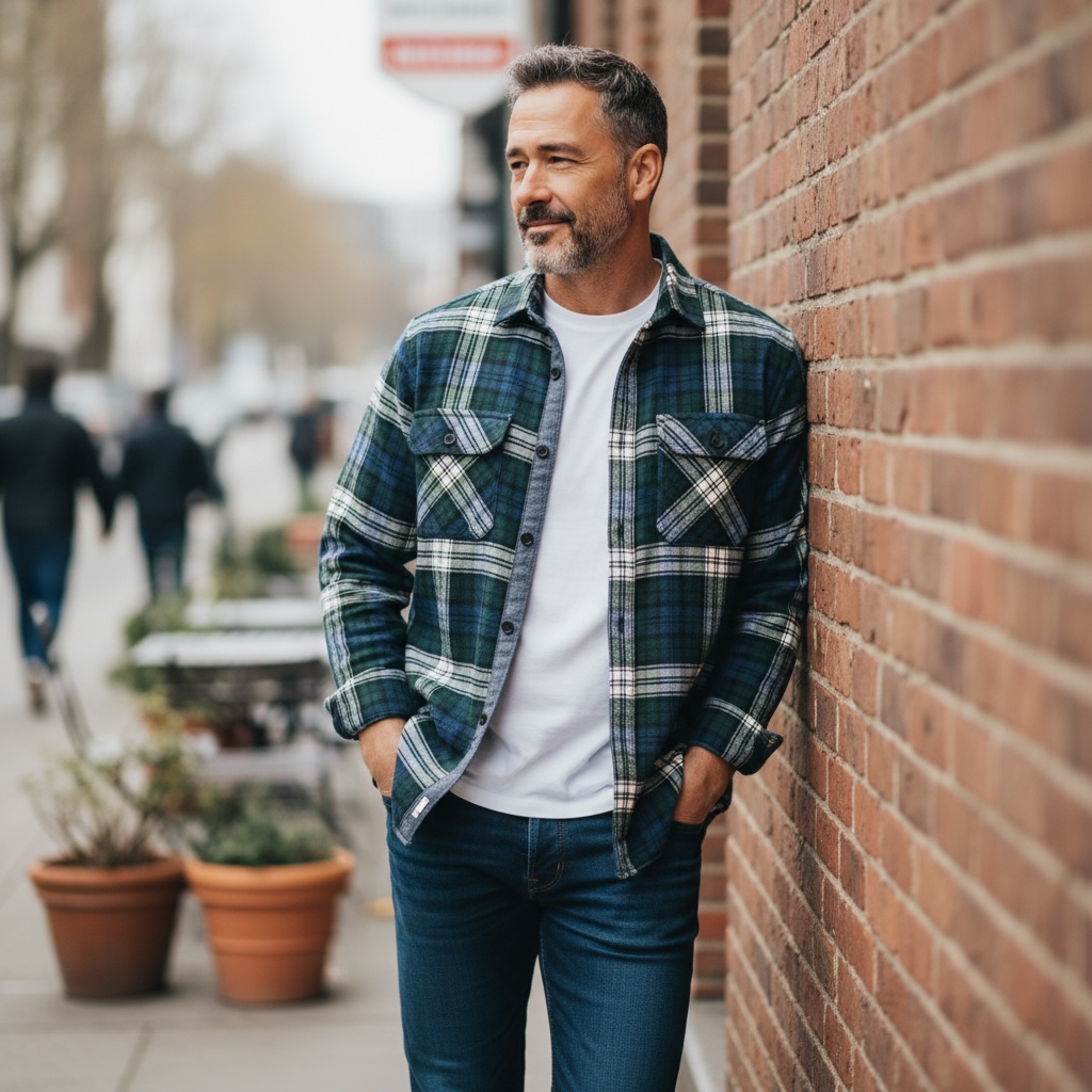 Double Pocket Check Terry Cotton Shirt 3